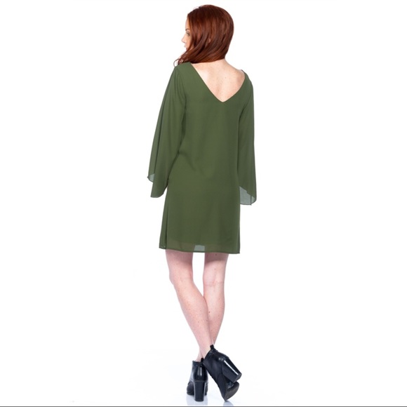 SALES ❗️Angel Olive Bell Sleeve Shift Dress - Picture 5 of 7